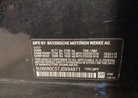 2018 BMW X5 xDrive35I z USA, uszkodzony, nr VIN 5UXKR0C57J0X94971